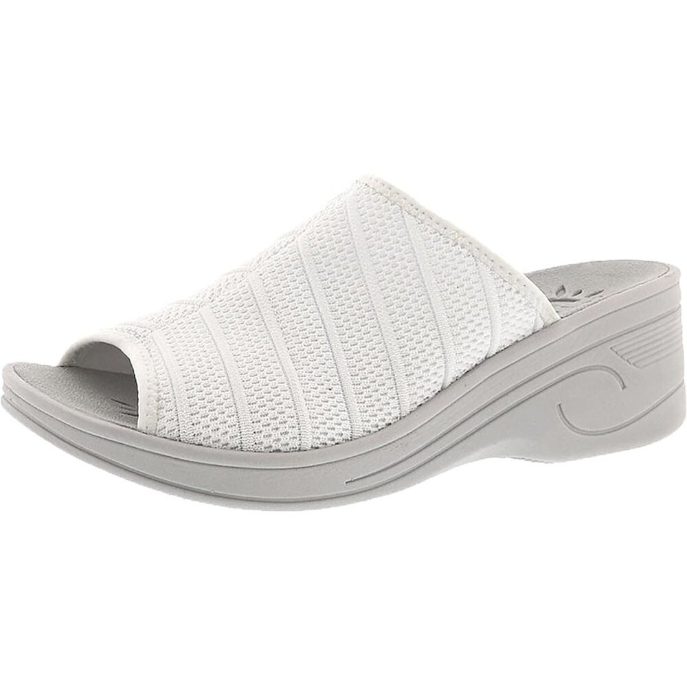 Easy Street SoLite White Stretch Slide Sandals Comfort Wave Lightweight Airy 8M